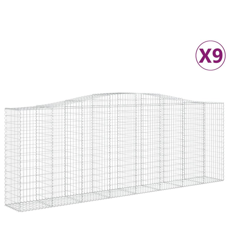 vidaXL 9 db íves horganyzott vas gabion kosár 400x50x140/160 cm