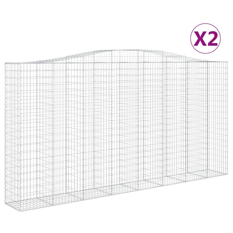 vidaXL 2 db íves horganyzott vas gabion kosár 400x50x200/220 cm