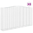 vidaXL 8 db íves horganyzott vas gabion kosár 400x50x220/240 cm