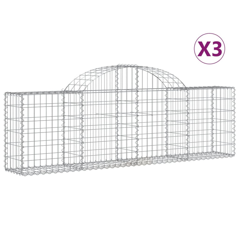 vidaXL 3 db íves horganyzott vas gabion kosár 200x30x60/80 cm