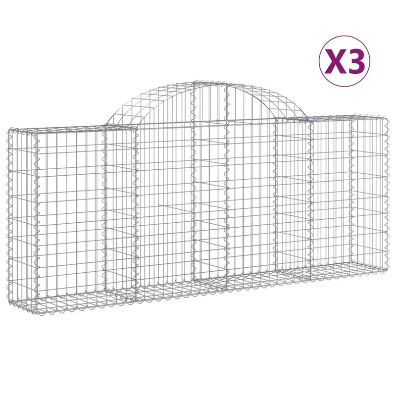 vidaXL 3 db íves horganyzott vas gabion kosár 200x30x80/100 cm