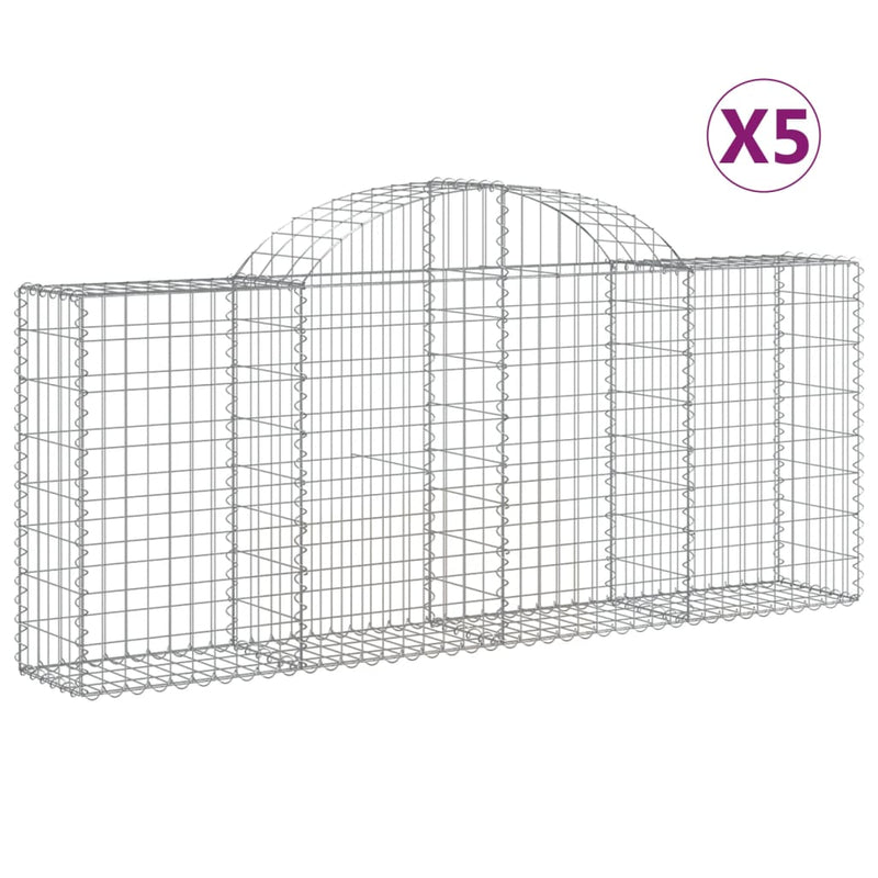 vidaXL 5 db íves horganyzott vas gabion kosár 200x30x80/100 cm