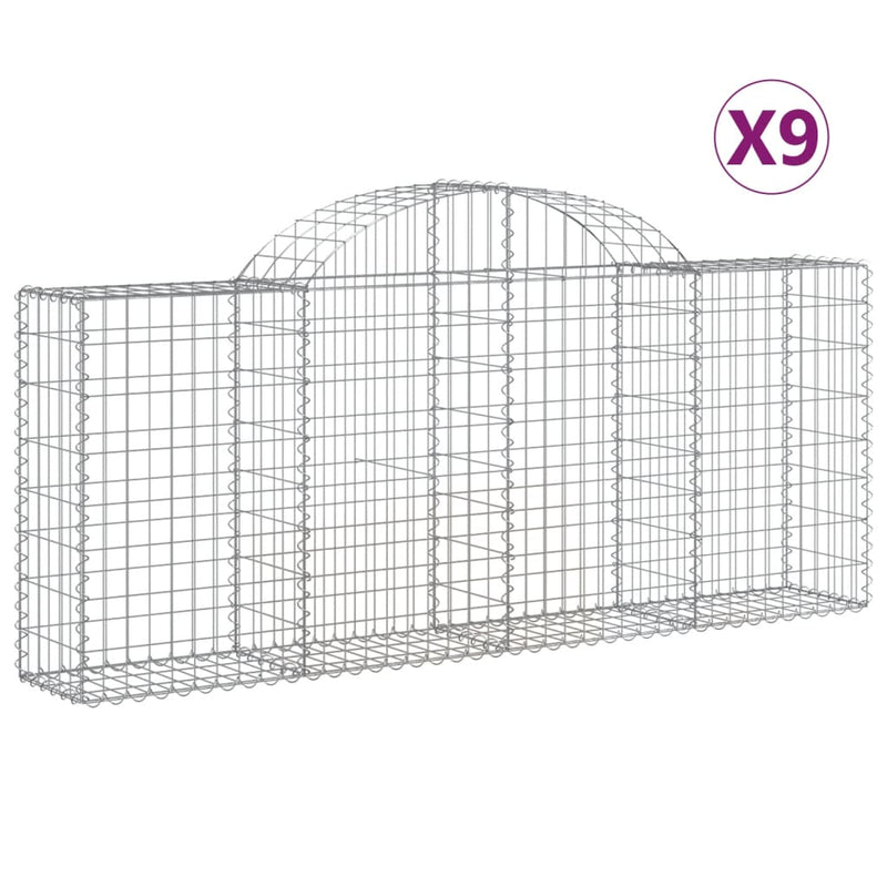 vidaXL 9 db íves horganyzott vas gabion kosár 200x30x80/100 cm