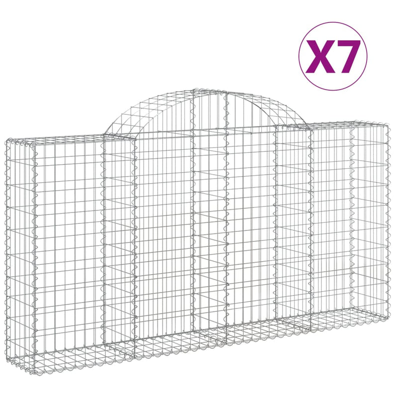 vidaXL 7 db íves horganyzott vas gabion kosár 200x30x100/120 cm