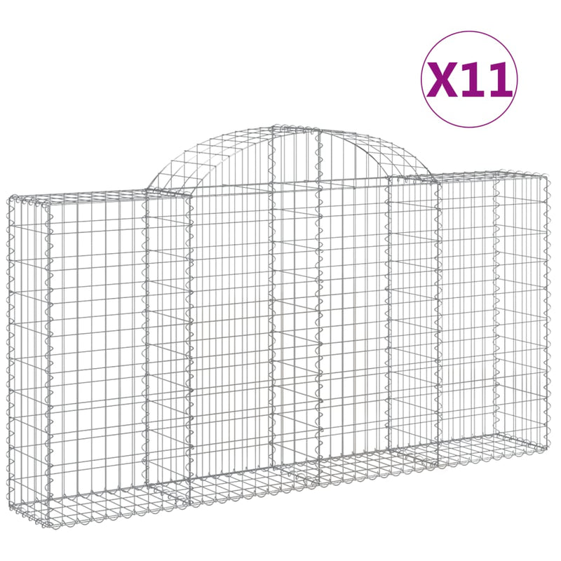 vidaXL 11 db íves horganyzott vas gabion kosár 200x30x100/120 cm