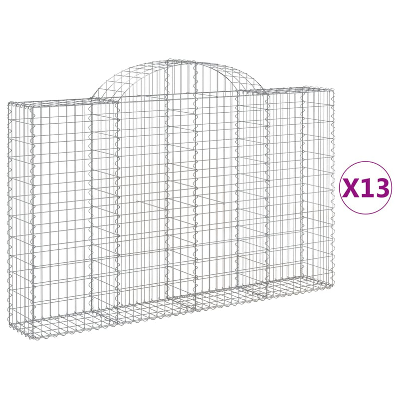 vidaXL 13 db íves horganyzott vas gabion kosár 200x30x120/140 cm