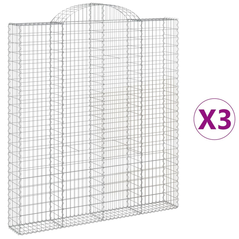 vidaXL 3 db íves horganyzott vas gabion kosár 200x30x220/240 cm