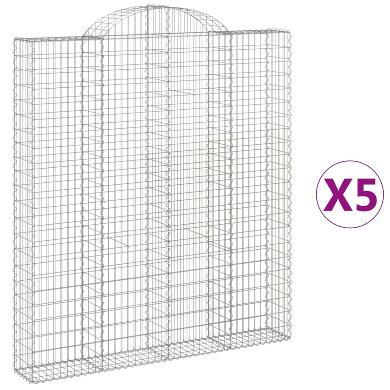 vidaXL 5 db íves horganyzott vas gabion kosár 200x30x220/240 cm