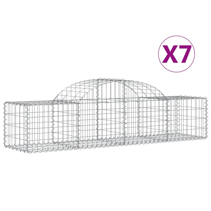vidaXL 7 db íves horganyzott vas gabion kosár 200x50x40/60 cm