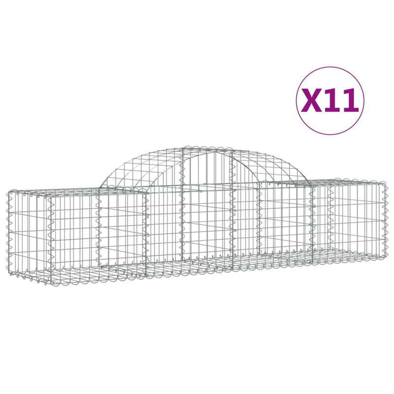 vidaXL 11 db íves horganyzott vas gabion kosár 200x50x40/60 cm