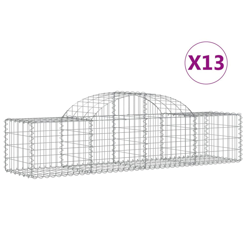 vidaXL 13 db íves horganyzott vas gabion kosár 200x50x40/60 cm