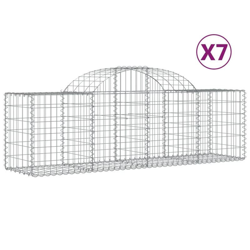 vidaXL 7 db íves horganyzott vas gabion kosár 200x50x60/80 cm