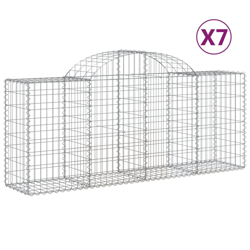 vidaXL 7 db íves horganyzott vas gabion kosár 200x50x80/100 cm