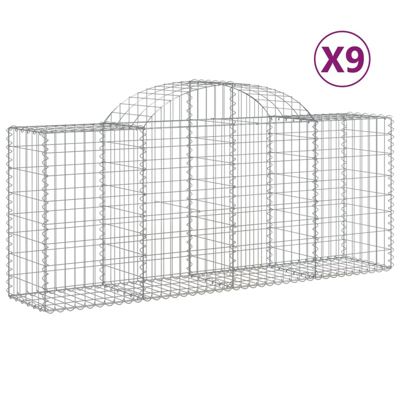 vidaXL 9 db íves horganyzott vas gabion kosár 200x50x80/100 cm