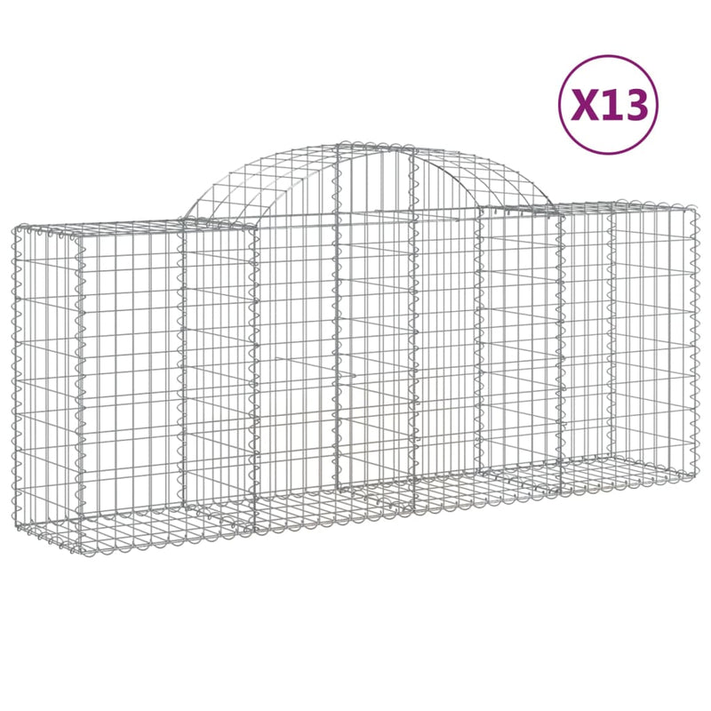 vidaXL 13 db íves horganyzott vas gabion kosár 200x50x80/100 cm