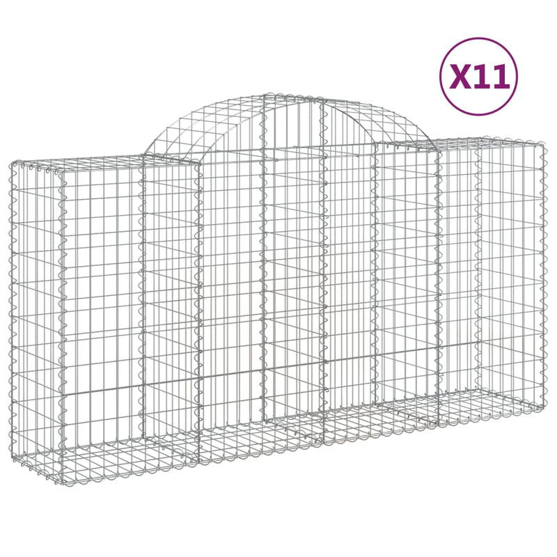 vidaXL 11 db íves horganyzott vas gabion kosár 200 x 50 x 100/120 cm