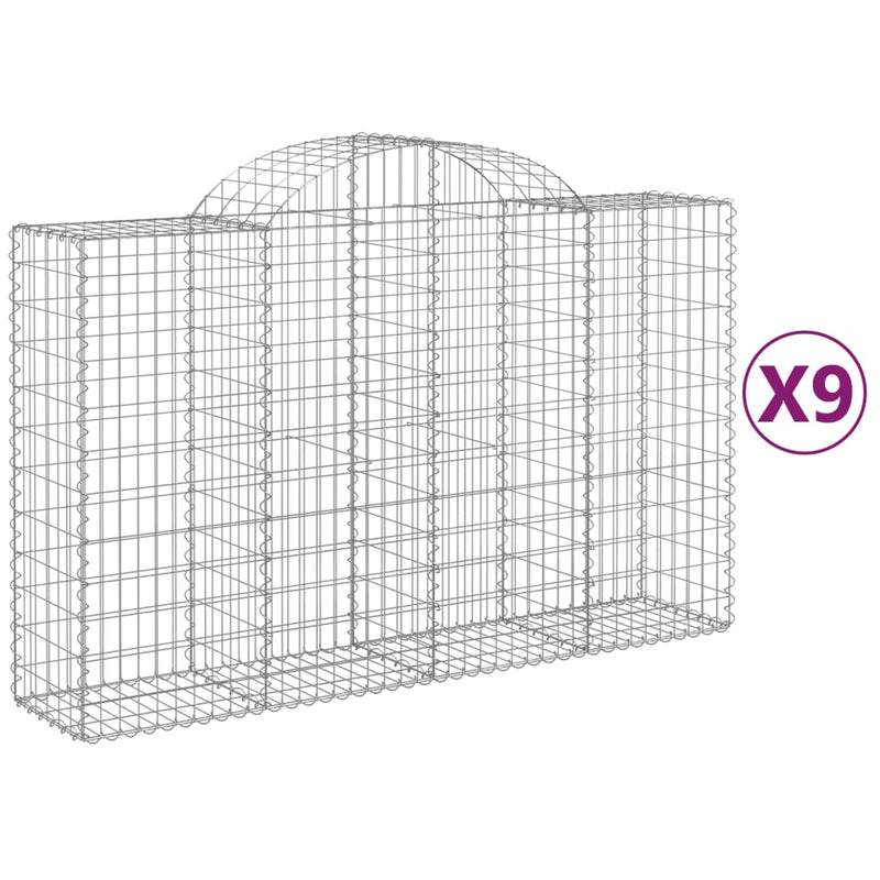vidaXL 9 db íves horganyzott vas gabion kosár 200x50x120/140 cm