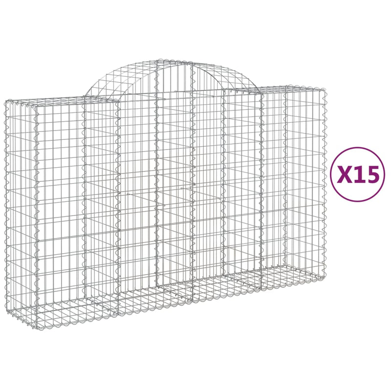 vidaXL 15 db íves horganyzott vas gabion kosár 200x50x120/140 cm
