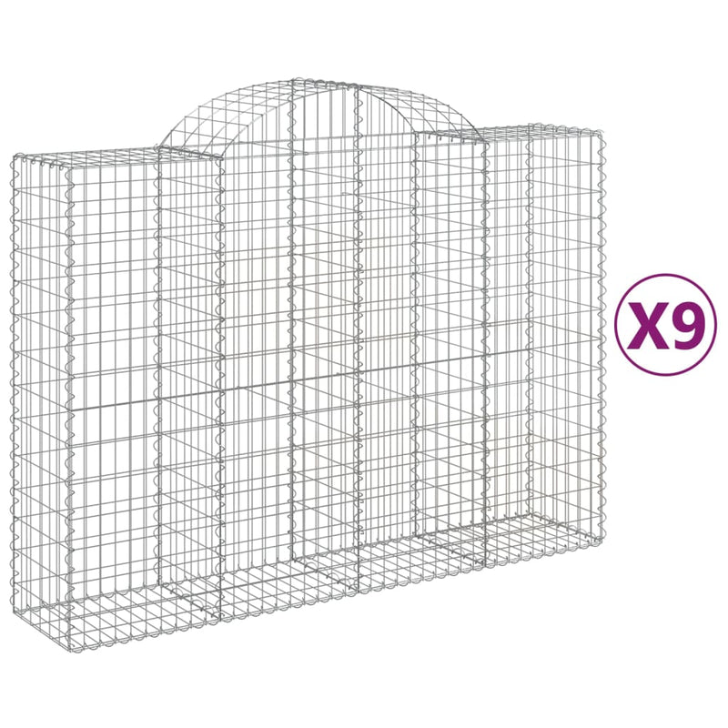 vidaXL 9 db íves horganyzott vas gabion kosár 200x50x140/160 cm