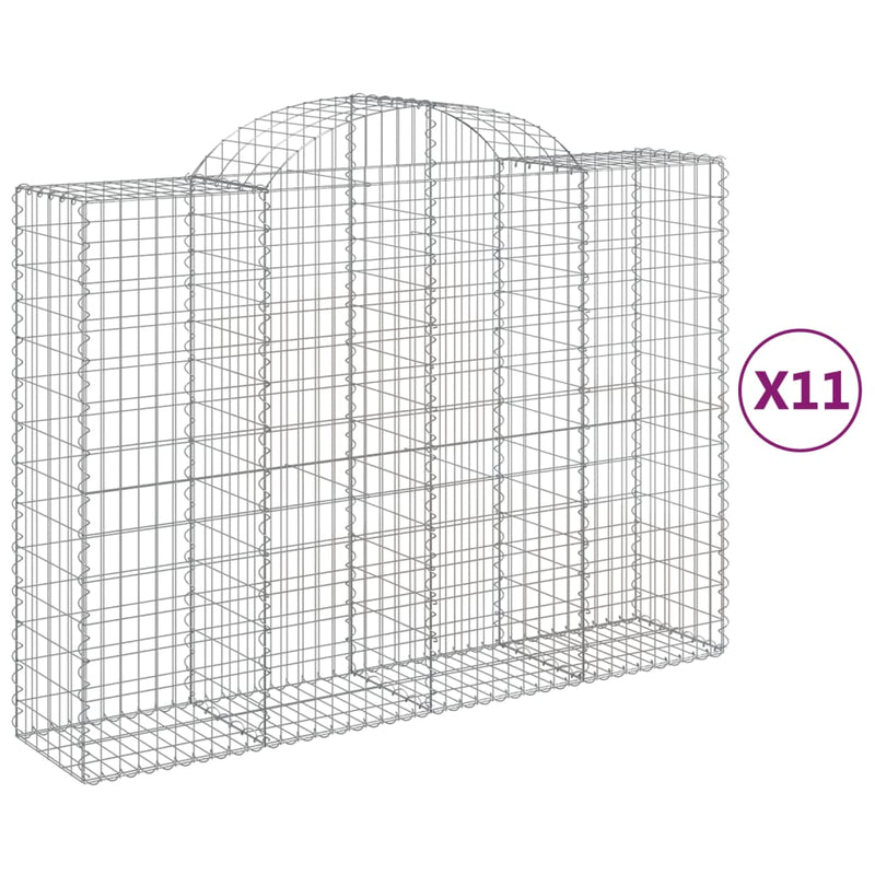vidaXL 11 db íves horganyzott vas gabion kosár 200x50x140/160 cm