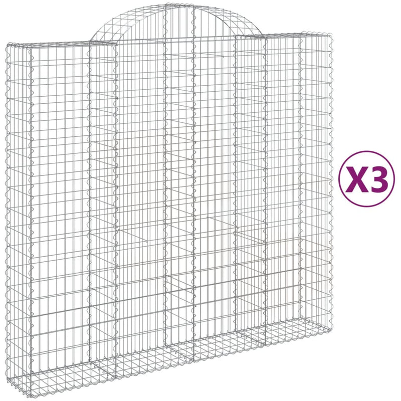 vidaXL 3 db íves horganyzott vas gabion kosár 200x50x180/200 cm
