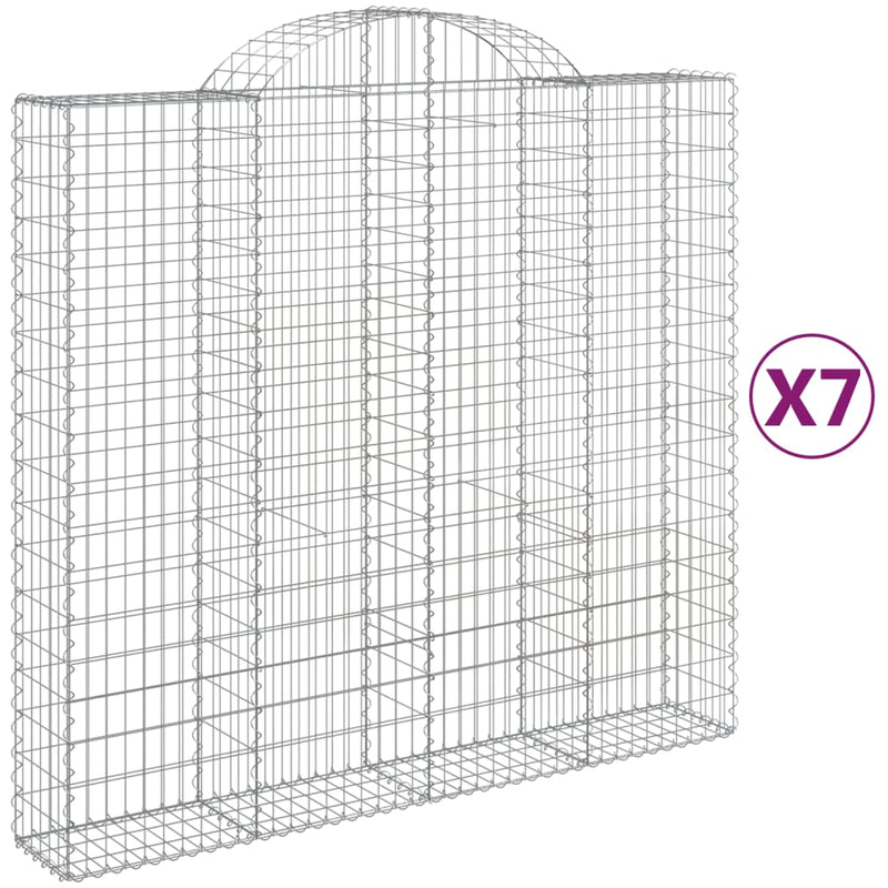 vidaXL 7 db íves horganyzott vas gabion kosár 200x50x180/200 cm