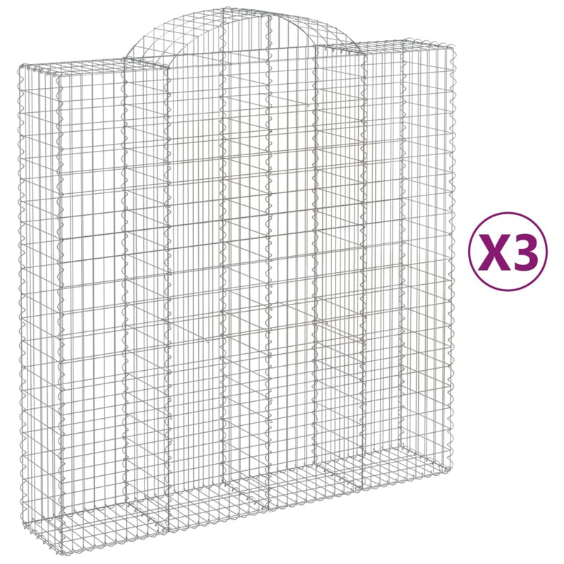 vidaXL 3 db íves horganyzott vas gabion kosár 200x50x200/220 cm