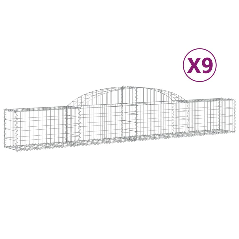 vidaXL 9 db íves horganyzott vas gabion kosár 300x30x40/60 cm