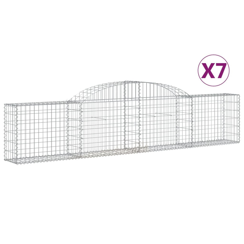 vidaXL 7 db íves horganyzott vas gabion kosár 300x30x60/80 cm
