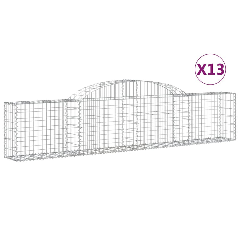 vidaXL 13 db íves horganyzott vas gabion kosár 300x30x60/80 cm