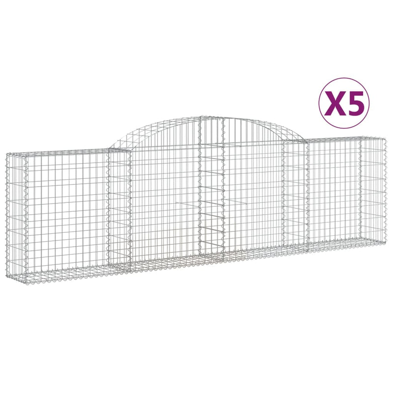 vidaXL 5 db íves horganyzott vas gabion kosár 300x30x80/100 cm