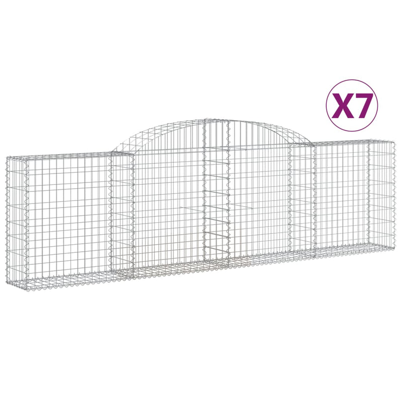 vidaXL 7 db íves horganyzott vas gabion kosár 300x30x80/100 cm