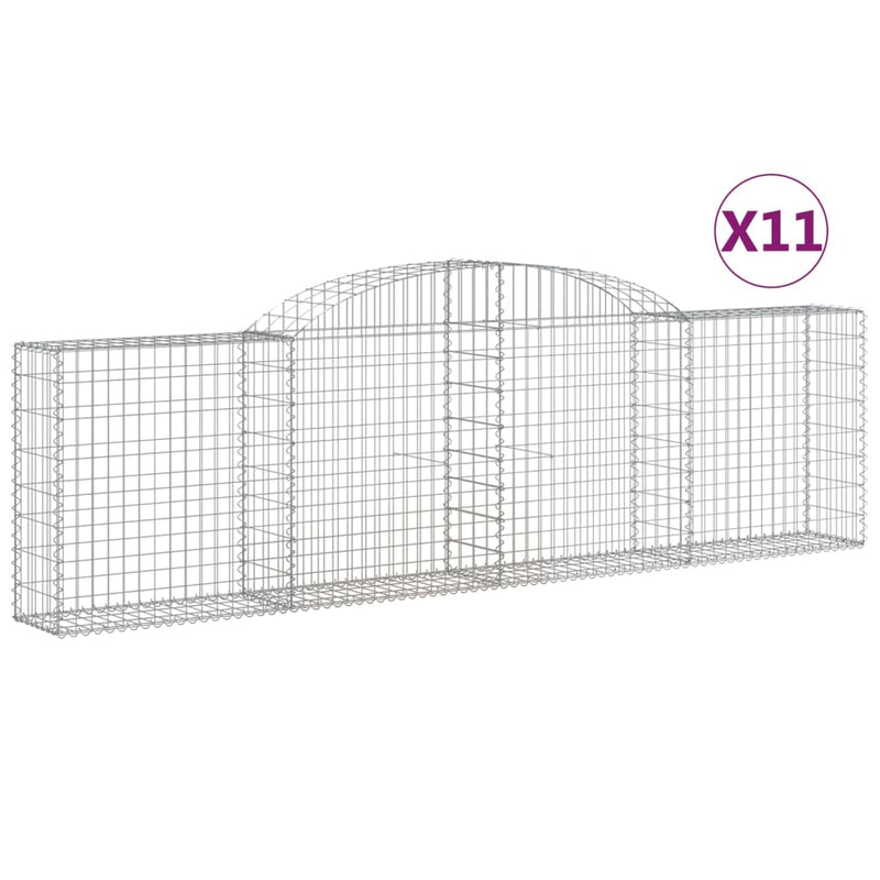 vidaXL 11 db íves horganyzott vas gabion kosár 300x30x80/100 cm
