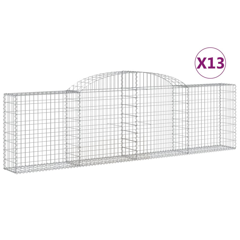 vidaXL 13 db íves horganyzott vas gabion kosár 300x30x80/100 cm