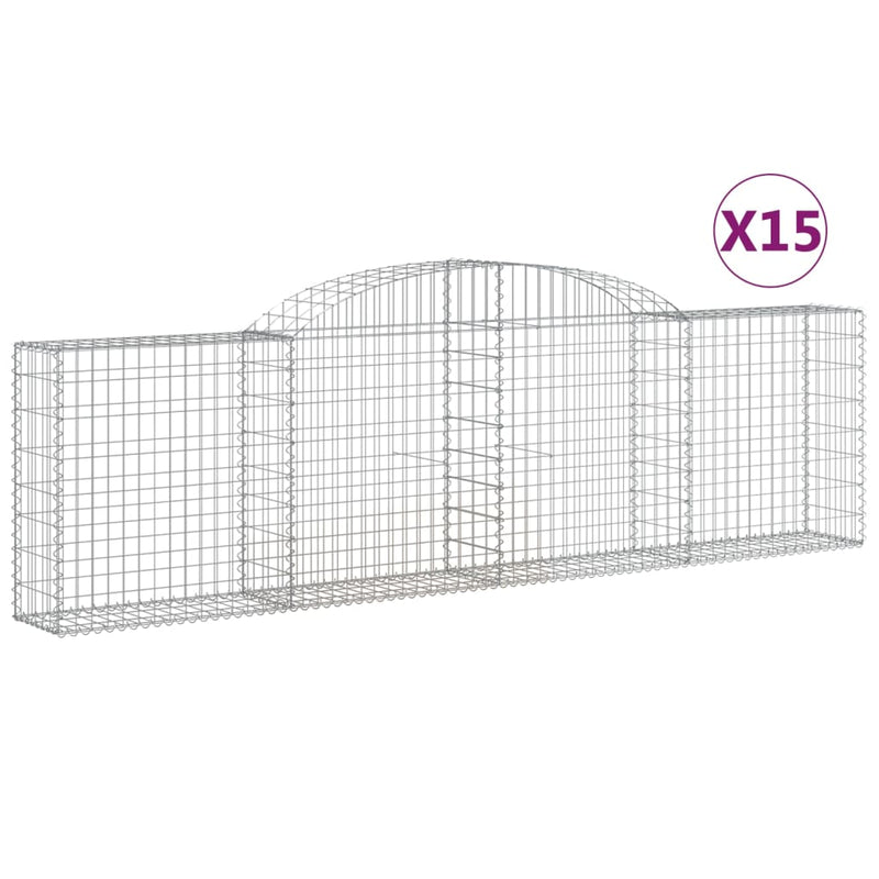 vidaXL 15 db íves horganyzott vas gabion kosár 300x30x80/100 cm