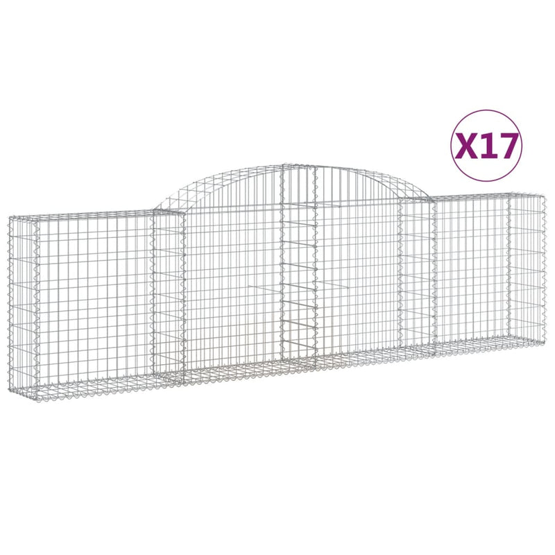 vidaXL 17 db íves horganyzott vas gabion kosár 300x30x80/100 cm