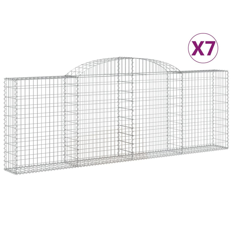 vidaXL 7 db íves horganyzott vas gabion kosár 300 x 30 x 100/120 cm