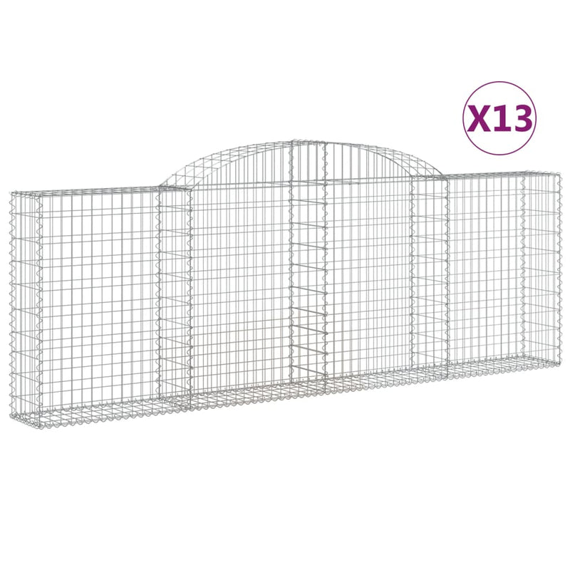 vidaXL 13 db íves horganyzott vas gabion kosár 300 x 30 x 100/120 cm