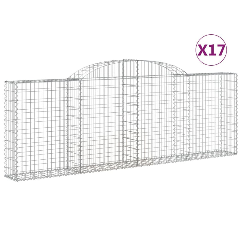 vidaXL 17 db íves horganyzott vas gabion kosár 300 x 30 x 100/120 cm