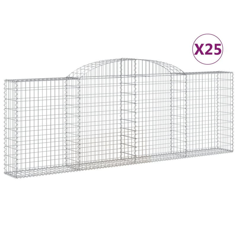 vidaXL 25 db íves horganyzott vas gabion kosár 300 x 30 x 100/120 cm