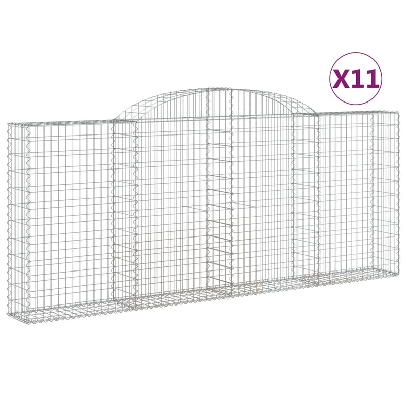 vidaXL 11 db íves horganyzott vas gabion kosár 300x30x120/140 cm