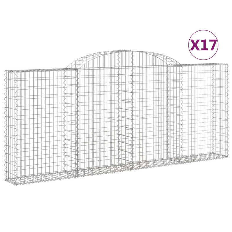 vidaXL 17 db íves horganyzott vas gabion kosár 300x30x120/140 cm