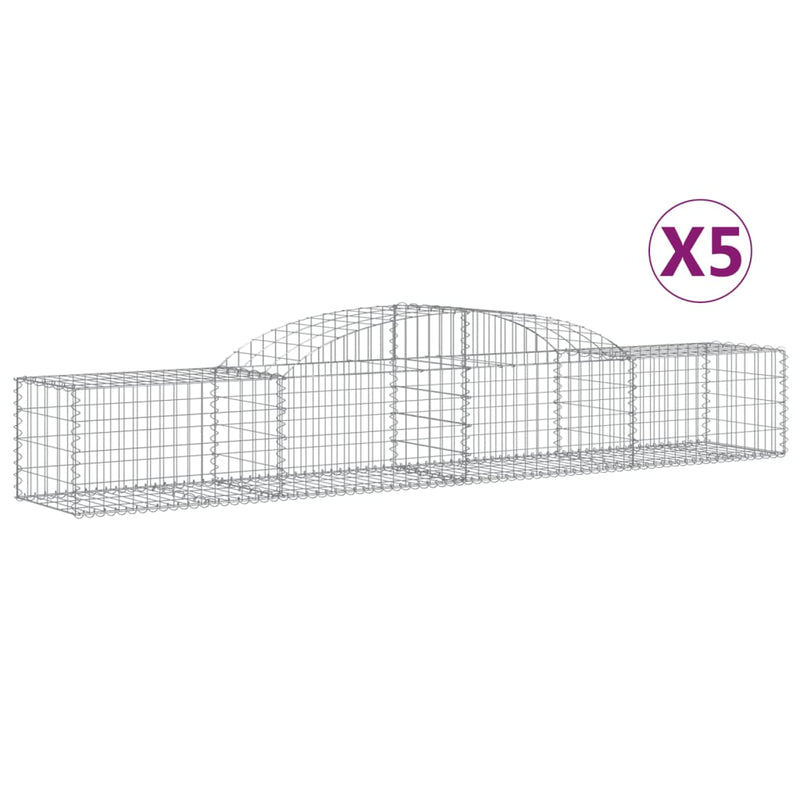 vidaXL 5 db íves horganyzott vas gabion kosár 300x50x40/60 cm