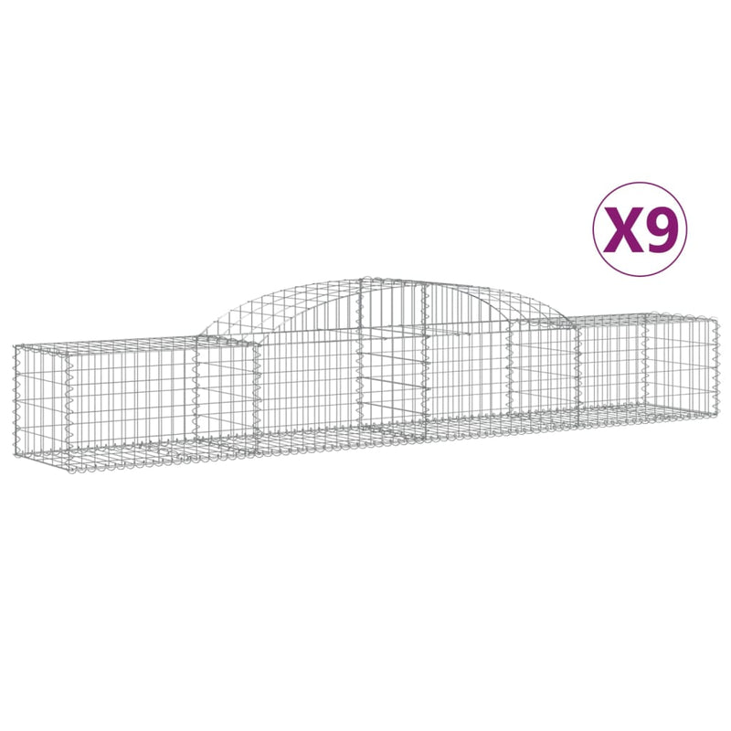 vidaXL 9 db íves horganyzott vas gabion kosár 300x50x40/60 cm
