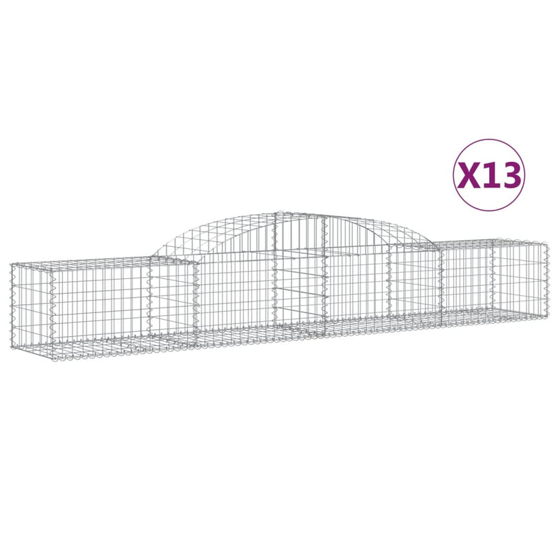 vidaXL 13 db íves horganyzott vas gabion kosár 300x50x40/60 cm