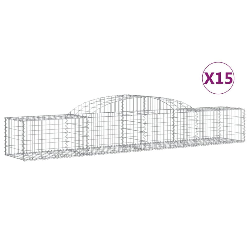 vidaXL 15 db íves horganyzott vas gabion kosár 300x50x40/60 cm