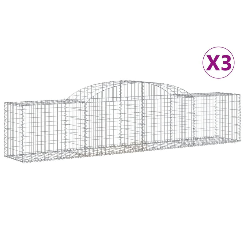 vidaXL 3 db íves horganyzott vas gabion kosár 300x50x60/80 cm