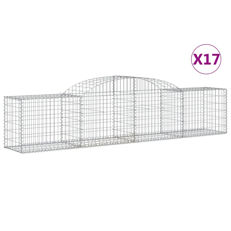 vidaXL 17 db íves horganyzott vas gabion kosár 300x50x60/80 cm