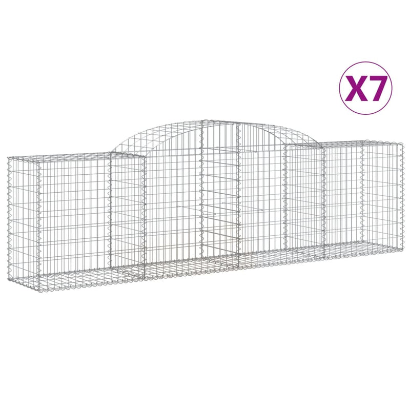 vidaXL 7 db íves horganyzott vas gabion kosár 300x50x80/100 cm