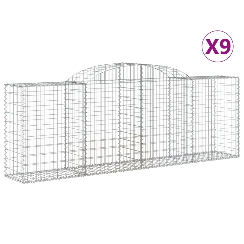 vidaXL 9 db íves horganyzott vas gabion kosár 300 x 50 x 100/120 cm